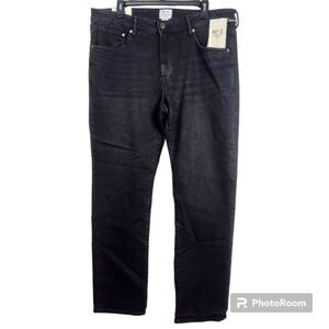 NEW H&M No. 2 Regular Fit Stretch Whiskered Front Ashy Black Jeans 38x32